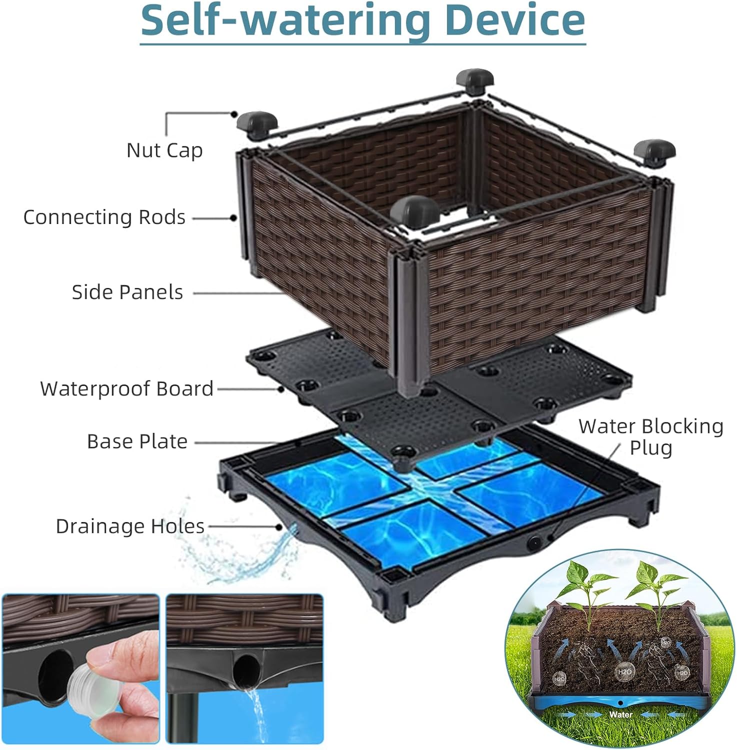 أحواض زراعة خارجية من الروطان، - مراجعة Self Watering Planter وسعره